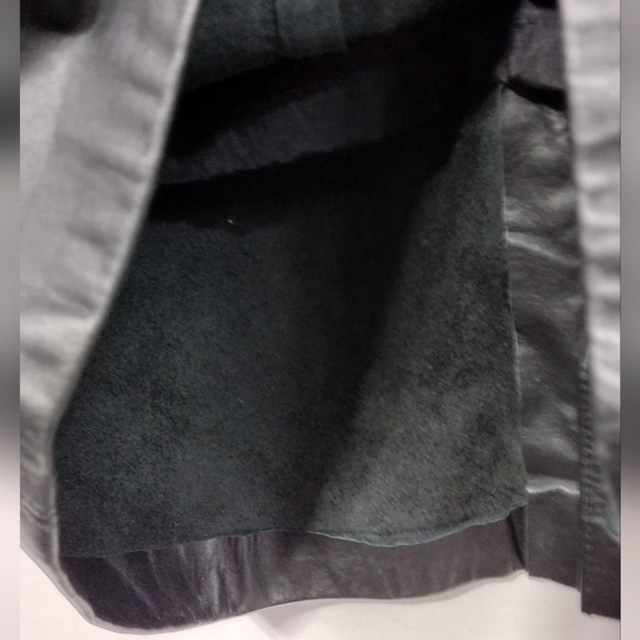 Vintage David Benjamin 100% Leather Pencil Skirt Women's 11 Black Boho Retro 90s - Picture 7 of 8